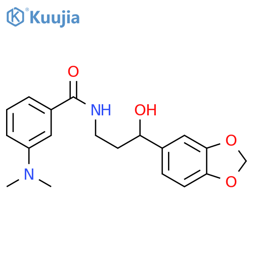N-3-(2H-1,3-benzodioxol-5-yl)-3-hydroxypropyl-3-(dimethylamino)benzamide structure