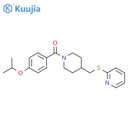 2-[({1-[4-(propan-2-yloxy)benzoyl]piperidin-4-yl}methyl)sulfanyl]pyridine structure
