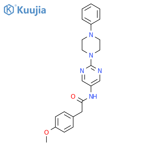 2-(4-methoxyphenyl)-N-2-(4-phenylpiperazin-1-yl)pyrimidin-5-ylacetamide structure