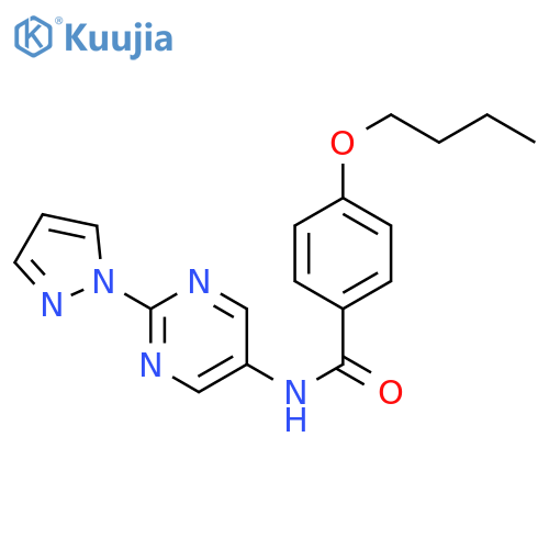 4-butoxy-N-2-(1H-pyrazol-1-yl)pyrimidin-5-ylbenzamide structure