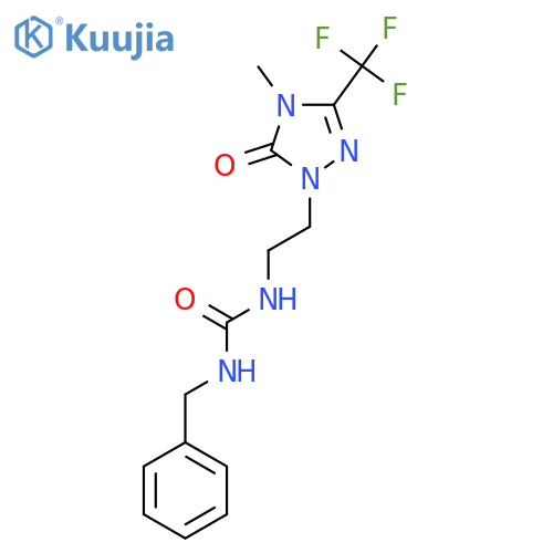 1-benzyl-3-{2-4-methyl-5-oxo-3-(trifluoromethyl)-4,5-dihydro-1H-1,2,4-triazol-1-ylethyl}urea structure