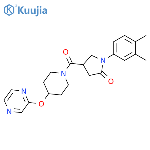 1-(3,4-dimethylphenyl)-4-[4-(pyrazin-2-yloxy)piperidine-1-carbonyl]pyrrolidin-2-one structure