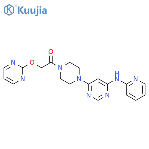 1-(4-{6-[(pyridin-2-yl)amino]pyrimidin-4-yl}piperazin-1-yl)-2-(pyrimidin-2-yloxy)ethan-1-one structure