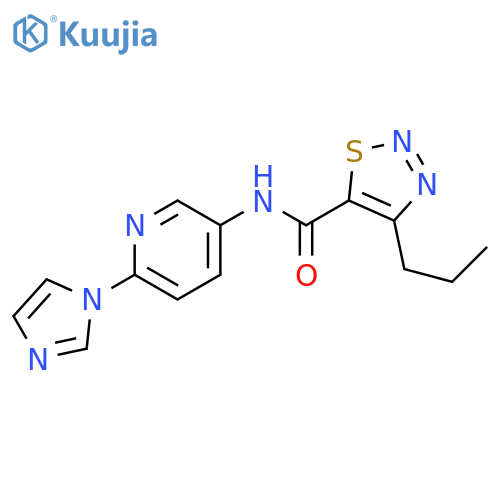 N-[6-(1H-imidazol-1-yl)pyridin-3-yl]-4-propyl-1,2,3-thiadiazole-5-carboxamide structure