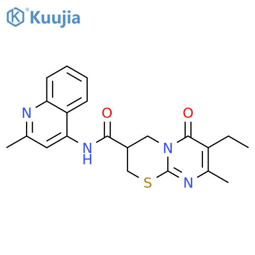 7-ethyl-8-methyl-N-(2-methylquinolin-4-yl)-6-oxo-2H,3H,4H,6H-pyrimido2,1-b1,3thiazine-3-carboxamide structure