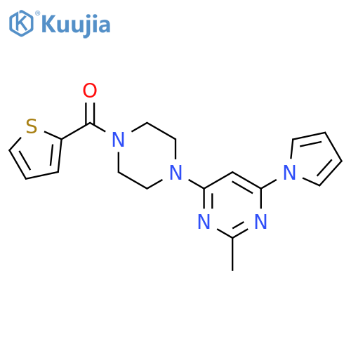 2-methyl-4-(1H-pyrrol-1-yl)-6-[4-(thiophene-2-carbonyl)piperazin-1-yl]pyrimidine structure