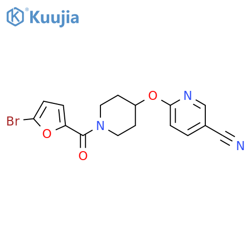 6-{[1-(5-bromofuran-2-carbonyl)piperidin-4-yl]oxy}pyridine-3-carbonitrile structure
