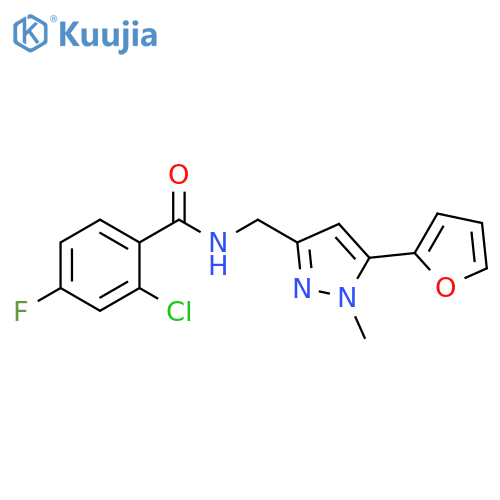 2-chloro-4-fluoro-N-{[5-(furan-2-yl)-1-methyl-1H-pyrazol-3-yl]methyl}benzamide structure