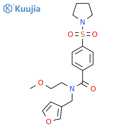 N-(furan-3-yl)methyl-N-(2-methoxyethyl)-4-(pyrrolidine-1-sulfonyl)benzamide structure