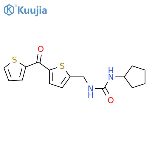 1-cyclopentyl-3-{[5-(thiophene-2-carbonyl)thiophen-2-yl]methyl}urea structure