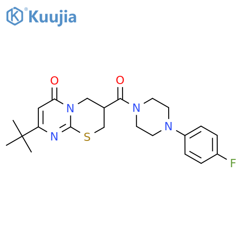 8-tert-butyl-3-4-(4-fluorophenyl)piperazine-1-carbonyl-2H,3H,4H,6H-pyrimido2,1-b1,3thiazin-6-one structure