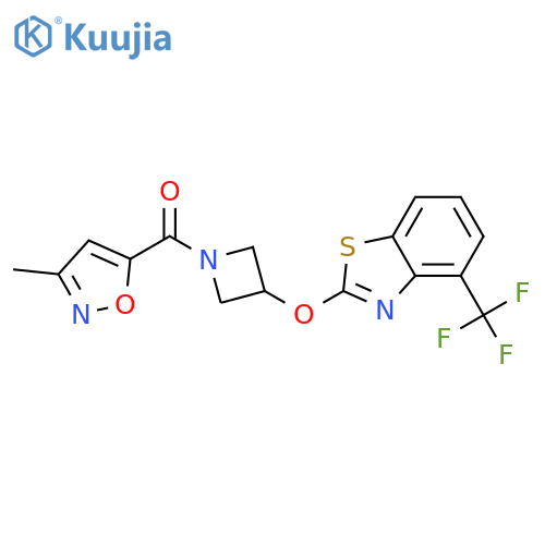 2-{[1-(3-methyl-1,2-oxazole-5-carbonyl)azetidin-3-yl]oxy}-4-(trifluoromethyl)-1,3-benzothiazole structure
