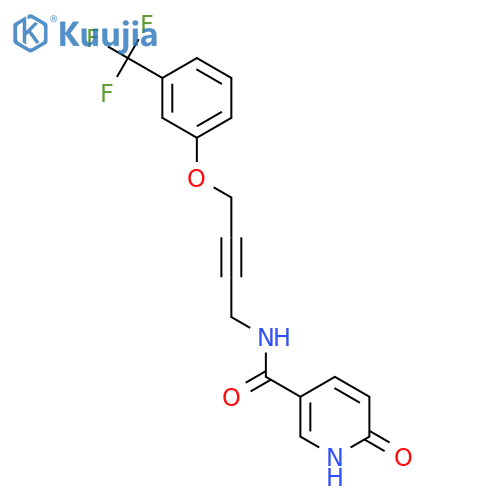 6-oxo-N-{4-3-(trifluoromethyl)phenoxybut-2-yn-1-yl}-1,6-dihydropyridine-3-carboxamide structure