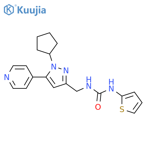 3-{[1-cyclopentyl-5-(pyridin-4-yl)-1H-pyrazol-3-yl]methyl}-1-(thiophen-2-yl)urea structure