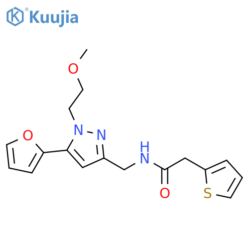 N-{[5-(furan-2-yl)-1-(2-methoxyethyl)-1H-pyrazol-3-yl]methyl}-2-(thiophen-2-yl)acetamide structure