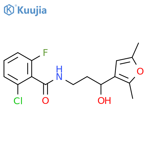 2-chloro-N-3-(2,5-dimethylfuran-3-yl)-3-hydroxypropyl-6-fluorobenzamide structure