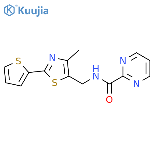 N-{4-methyl-2-(thiophen-2-yl)-1,3-thiazol-5-ylmethyl}pyrimidine-2-carboxamide structure