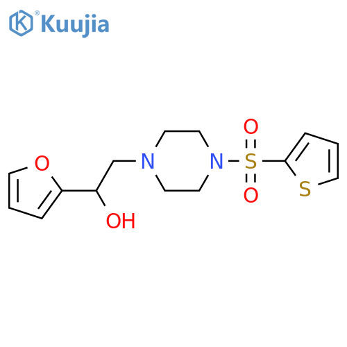 1-(furan-2-yl)-2-4-(thiophene-2-sulfonyl)piperazin-1-ylethan-1-ol structure