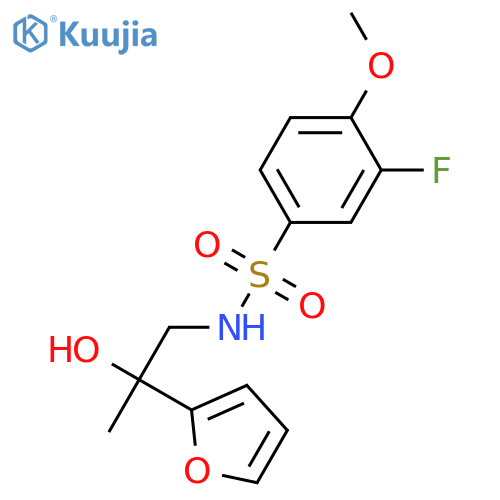 3-fluoro-N-[2-(furan-2-yl)-2-hydroxypropyl]-4-methoxybenzene-1-sulfonamide structure