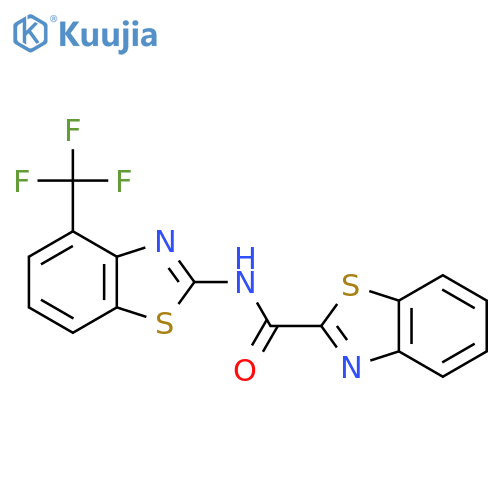 N-[4-(trifluoromethyl)-1,3-benzothiazol-2-yl]-1,3-benzothiazole-2-carboxamide structure