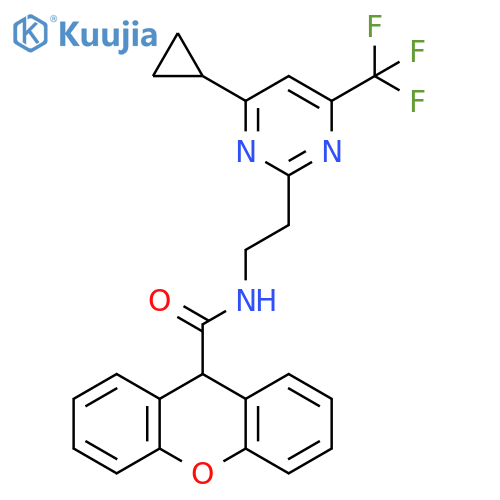 N-{2-[4-cyclopropyl-6-(trifluoromethyl)pyrimidin-2-yl]ethyl}-9H-xanthene-9-carboxamide structure