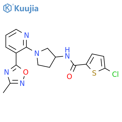 5-chloro-N-{1-[3-(3-methyl-1,2,4-oxadiazol-5-yl)pyridin-2-yl]pyrrolidin-3-yl}thiophene-2-carboxamide structure