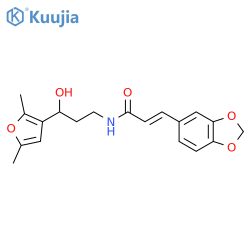 (2E)-3-(2H-1,3-benzodioxol-5-yl)-N-3-(2,5-dimethylfuran-3-yl)-3-hydroxypropylprop-2-enamide structure