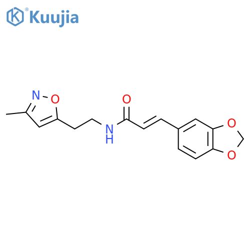 (2E)-3-(2H-1,3-benzodioxol-5-yl)-N-2-(3-methyl-1,2-oxazol-5-yl)ethylprop-2-enamide structure