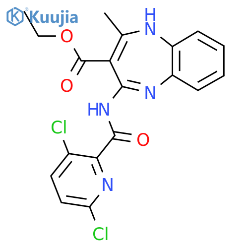 ethyl 4-(3,6-dichloropyridine-2-amido)-2-methyl-1H-1,5-benzodiazepine-3-carboxylate structure