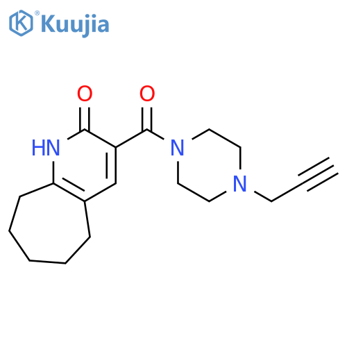 3-[4-(prop-2-yn-1-yl)piperazine-1-carbonyl]-1H,2H,5H,6H,7H,8H,9H-cyclohepta[b]pyridin-2-one structure