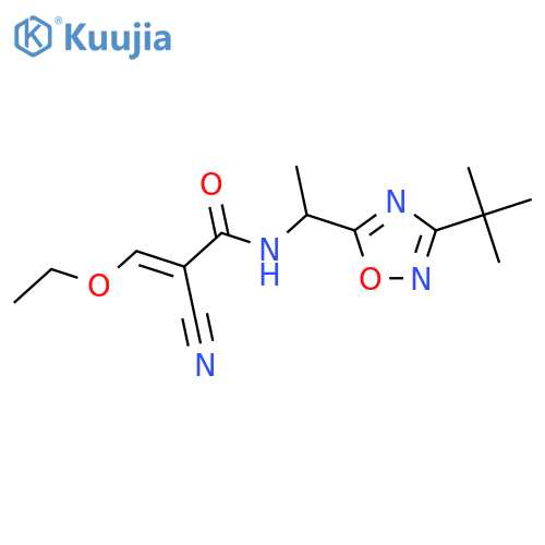 N-[1-(3-tert-butyl-1,2,4-oxadiazol-5-yl)ethyl]-2-cyano-3-ethoxyprop-2-enamide structure
