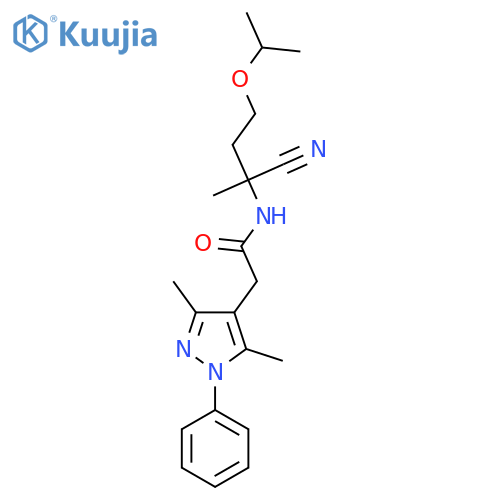 N-[1-cyano-1-methyl-3-(propan-2-yloxy)propyl]-2-(3,5-dimethyl-1-phenyl-1H-pyrazol-4-yl)acetamide structure
