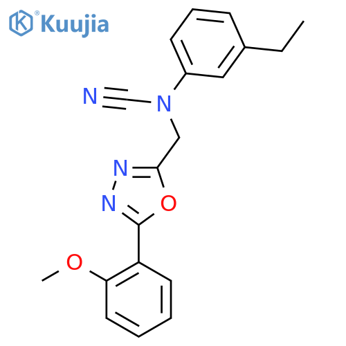 N-cyano-3-ethyl-N-{[5-(2-methoxyphenyl)-1,3,4-oxadiazol-2-yl]methyl}aniline structure
