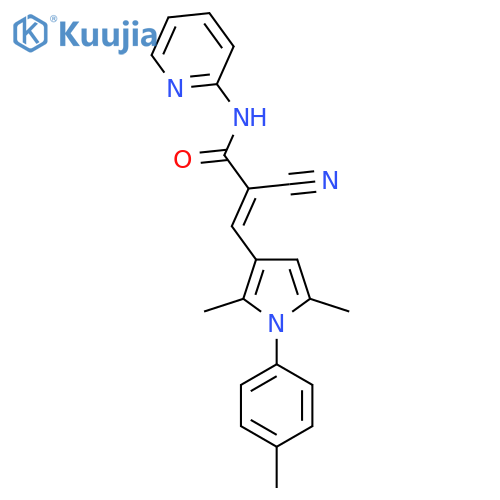 (E)-2-Cyano-3-[2,5-dimethyl-1-(4-methylphenyl)pyrrol-3-yl]-N-pyridin-2-ylprop-2-enamide structure