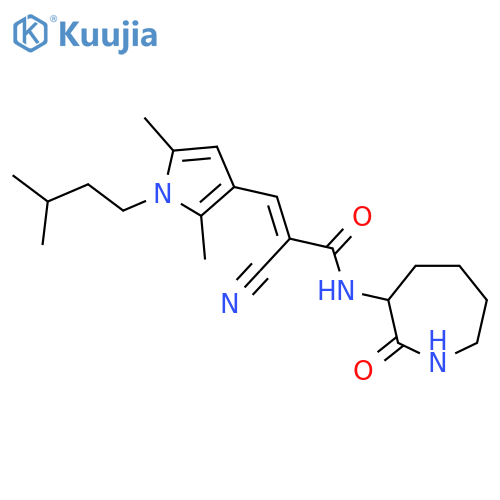 (E)-2-Cyano-3-[2,5-dimethyl-1-(3-methylbutyl)pyrrol-3-yl]-N-(2-oxoazepan-3-yl)prop-2-enamide structure