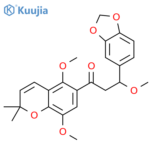 1-Propanone,3-(1,3-benzodioxol-5-yl)-1-(5,8-dimethoxy-2,2-dimethyl-2H-1-benzopyran-6-yl)-3-methoxy-(9CI) structure