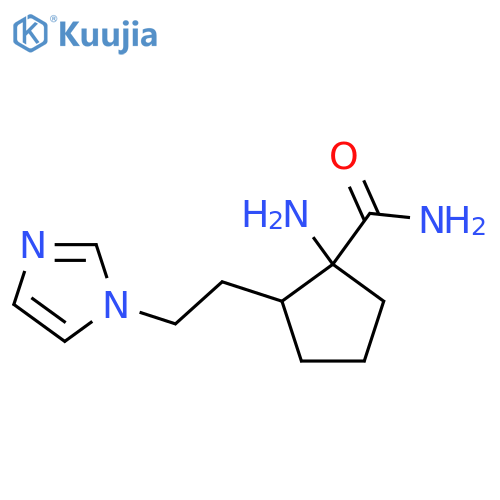 1-amino-2-2-(1H-imidazol-1-yl)ethylcyclopentane-1-carboxamide structure