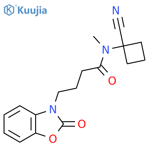 N-(1-cyanocyclobutyl)-N-methyl-4-(2-oxo-2,3-dihydro-1,3-benzoxazol-3-yl)butanamide structure