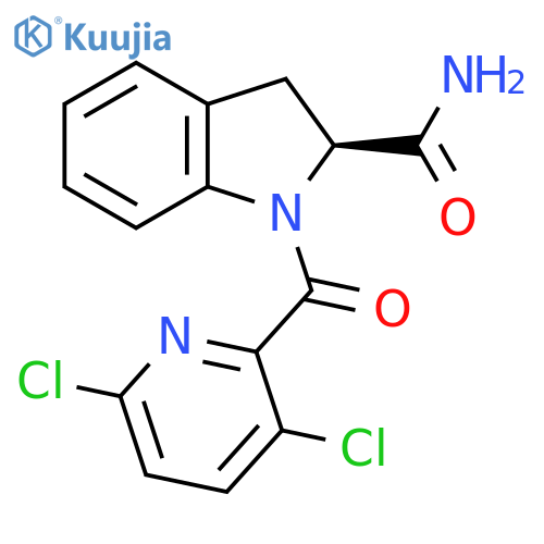 (2S)-1-(3,6-dichloropyridine-2-carbonyl)-2,3-dihydro-1H-indole-2-carboxamide structure