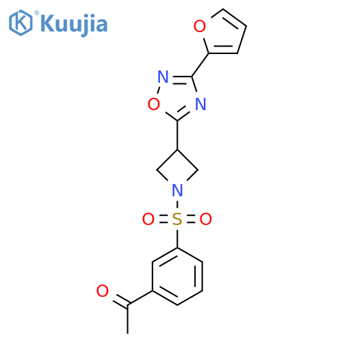 1-[3-({3-[3-(furan-2-yl)-1,2,4-oxadiazol-5-yl]azetidin-1-yl}sulfonyl)phenyl]ethan-1-one structure