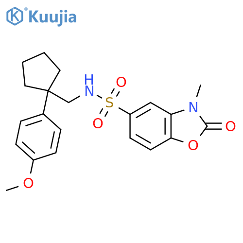 N-{1-(4-methoxyphenyl)cyclopentylmethyl}-3-methyl-2-oxo-2,3-dihydro-1,3-benzoxazole-5-sulfonamide structure