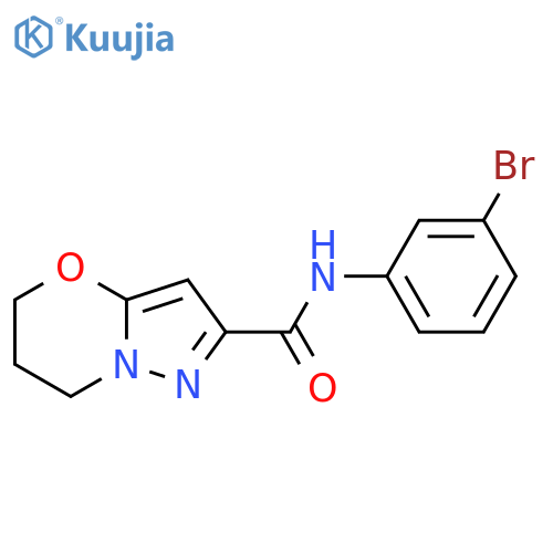 N-(3-bromophenyl)-5H,6H,7H-pyrazolo3,2-b1,3oxazine-2-carboxamide structure
