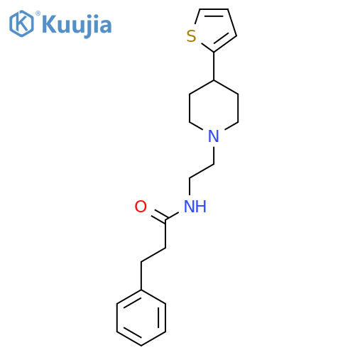 3-phenyl-N-{2-4-(thiophen-2-yl)piperidin-1-ylethyl}propanamide structure