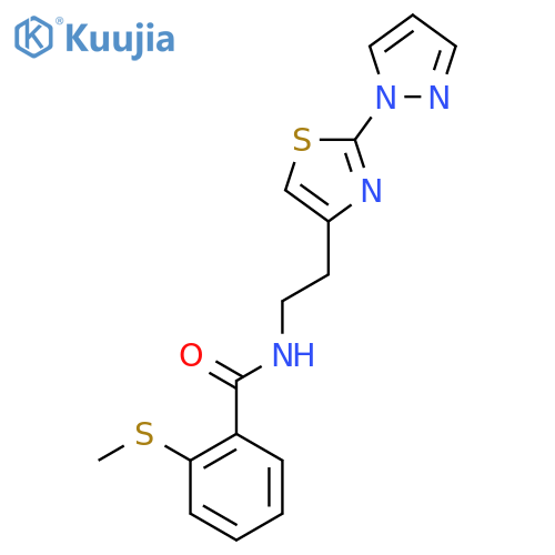 2-(methylsulfanyl)-N-{2-2-(1H-pyrazol-1-yl)-1,3-thiazol-4-ylethyl}benzamide structure