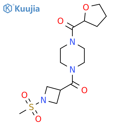 1-(1-methanesulfonylazetidine-3-carbonyl)-4-(oxolane-2-carbonyl)piperazine structure