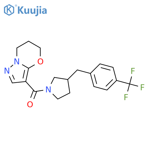 1-{5H,6H,7H-pyrazolo[3,2-b][1,3]oxazine-3-carbonyl}-3-{[4-(trifluoromethyl)phenyl]methyl}pyrrolidine structure