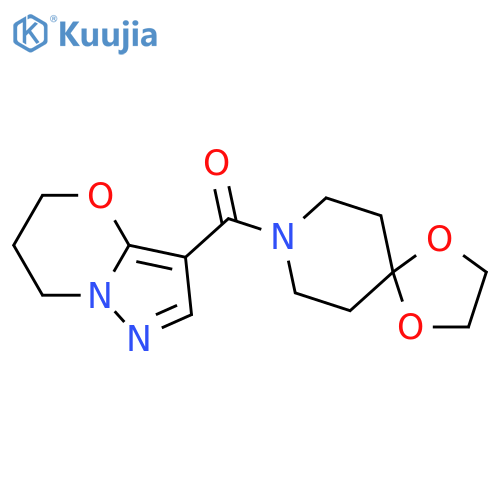 8-{5H,6H,7H-pyrazolo[3,2-b][1,3]oxazine-3-carbonyl}-1,4-dioxa-8-azaspiro[4.5]decane structure