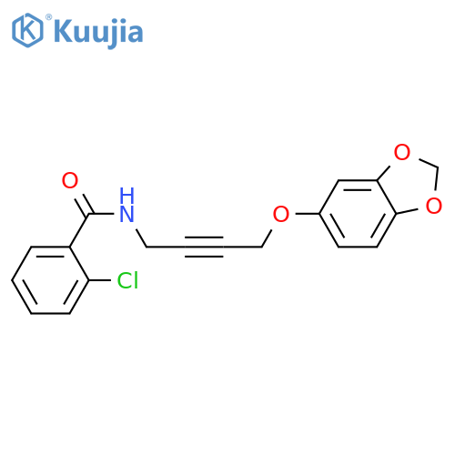 N-[4-(2H-1,3-benzodioxol-5-yloxy)but-2-yn-1-yl]-2-chlorobenzamide structure