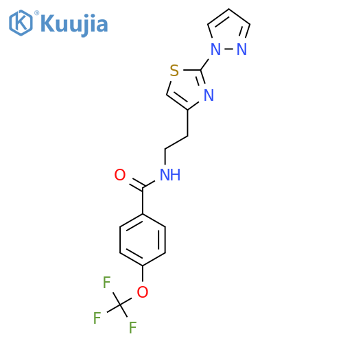N-{2-2-(1H-pyrazol-1-yl)-1,3-thiazol-4-ylethyl}-4-(trifluoromethoxy)benzamide structure