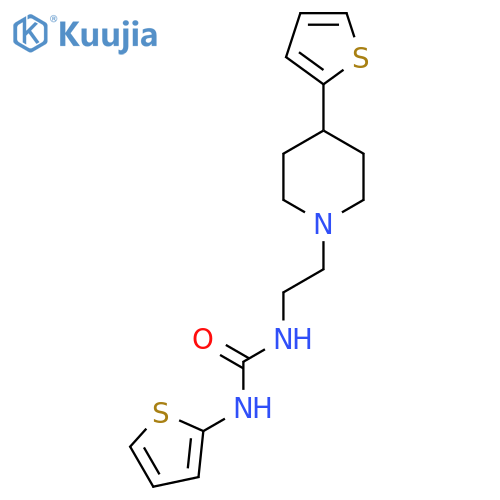 3-(thiophen-2-yl)-1-{2-4-(thiophen-2-yl)piperidin-1-ylethyl}urea structure